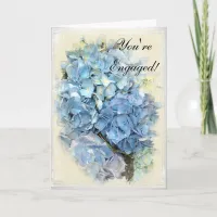 Blue Hydrangea Flower Engagement Congratulations Card