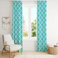 Turquoise Moroccan Quatrefoil Trellis Blackout Curtains