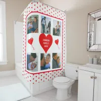 Photo Collage Family Personalized Valentine Heart Shower Curtain