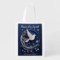 Peace Dove White Dark Blue Stars Christmas