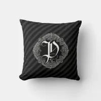 Elegant Goth Initial P Throw Pillow