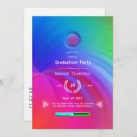 Glowing Neon Rainbow Virtual Graduation Party Invitation