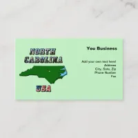North Carolina Map and Text Business Card