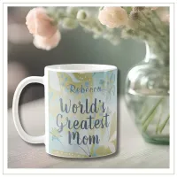 World's Greatest Mom Mixed Media Floral Coffee Mug