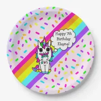 Personalized Unicorn, Rainbow and Butterfly Paper Plates