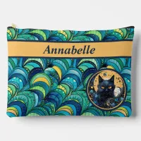 Black Cat and Celestial Moon Print Accessory Pouch