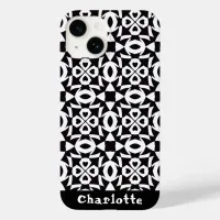 Name Geometric Mandala Pattern Black And White Case-Mate iPhone 14 Case