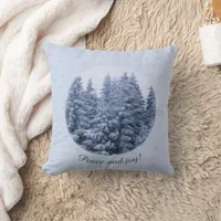 Magical winter forest -  blue, custom  throw pillow