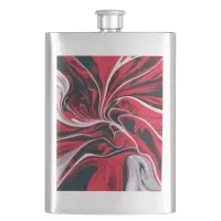 Bold Red, Black & White Marble | Flask