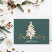 Seasons Greeting Pine Tree Green Business Holiday Card