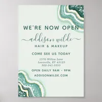 Teal and Gold Glitter Agate Geode Business Poster