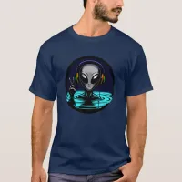 Alien Headphones giving Peace Sign  T-Shirt