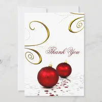 red ornament  winter wedding Thank You cards