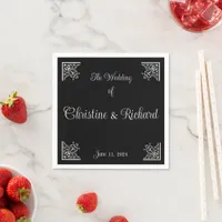 Bold Black and White Vintage Wedding Personalized Napkins