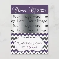 purple chevron pattern photo Graduation Invitation