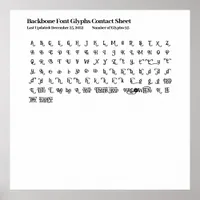 Backbone Font Glyphs Contact Sheet Poster