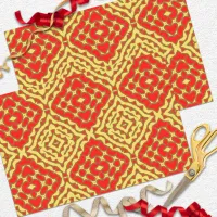 Oriental Red & Yellow Mosaic Geometric Pattern Tissue Paper