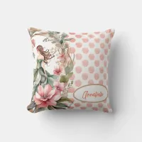 Fairy in Botanical Frame Throw Pillow