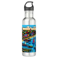 Martha's Vineyard | Colorful Abstract Art Stainless Steel Water Bottle