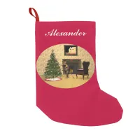 Cute Mouse Decorating a Christmas Tree Small Christmas Stocking