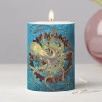 Steampunk Octopus & Clockwork Pillar Candle