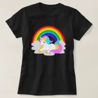 White Unicorn Cloud Rainbow Women's Basic T-Shirt