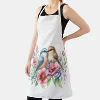 Pretty love birds floral art  apron