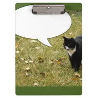 Funny  Blank Speech Bubble Talking Cat Photo Clipboard