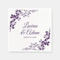 Purple Baby's Breath or Vines Wedding Napkins