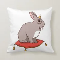 Adorable Rabbit With Crown Throw Pillow