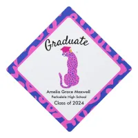 Graduation Pink and blue Leopard Graduation Cap Topper