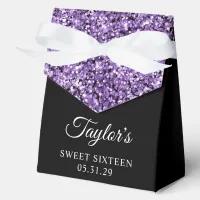 Purple Glitter and Black Sweet Sixteen Favor Boxes