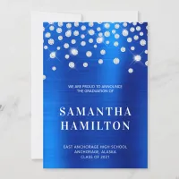 Diamond Confetti Royal Blue Ombre Foil Graduation Announcement