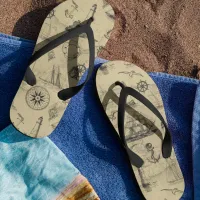 Coastal Vintage Nautical Beach Lighthouses Flip Flops