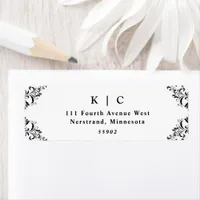 Elegant Black & White Wedding Return Address Label