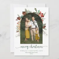 Modern Greenery Arch Merry Christmas Photo Holiday Card