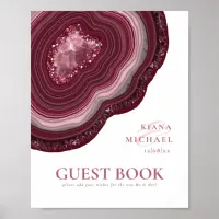 Agate Geode Glitter Wedding Guests Burgundy ID647 Poster