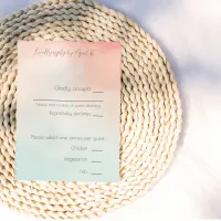 Minimalist Wedding Pastel Peach & Turquoise RSVP Enclosure Card