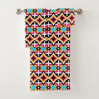 Trendy Cool Modern Colorful Geometric Pattern Bath Towel Set