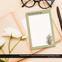 Lily of the Valley Happiness Personalized Green Post-it Notes