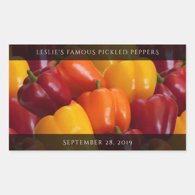 Colorful Tasty Red Orange Yellow Bell Peppers Rectangular Sticker