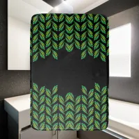 Neon green leaves - fractal art, bath mat