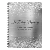 Glittery Silver Foil Memorial Service Guestbook Notebook