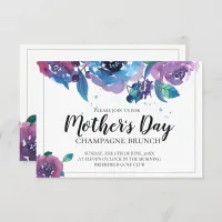 Elegant Blue Purple Twilight Floral Mothers Day Invitation