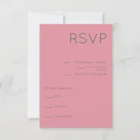 Simple Pink & Green Mid Century Modern Wedding RSVP Card