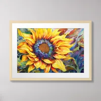 Sunflower Power watercolor painting Framed Art