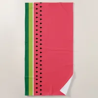 Modern Geometric Coral Pink Green Watermelon Fruit Beach Towel