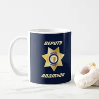 Deputy Sheriff Personalised Gold Star Badge Coffee Mug