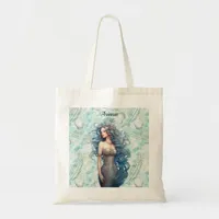 Beautiful Blue-Haired Mermaid  Tote Bag