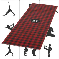 Red Black Plaid Rob Roy Tartan Monogram Initial Yoga Mat